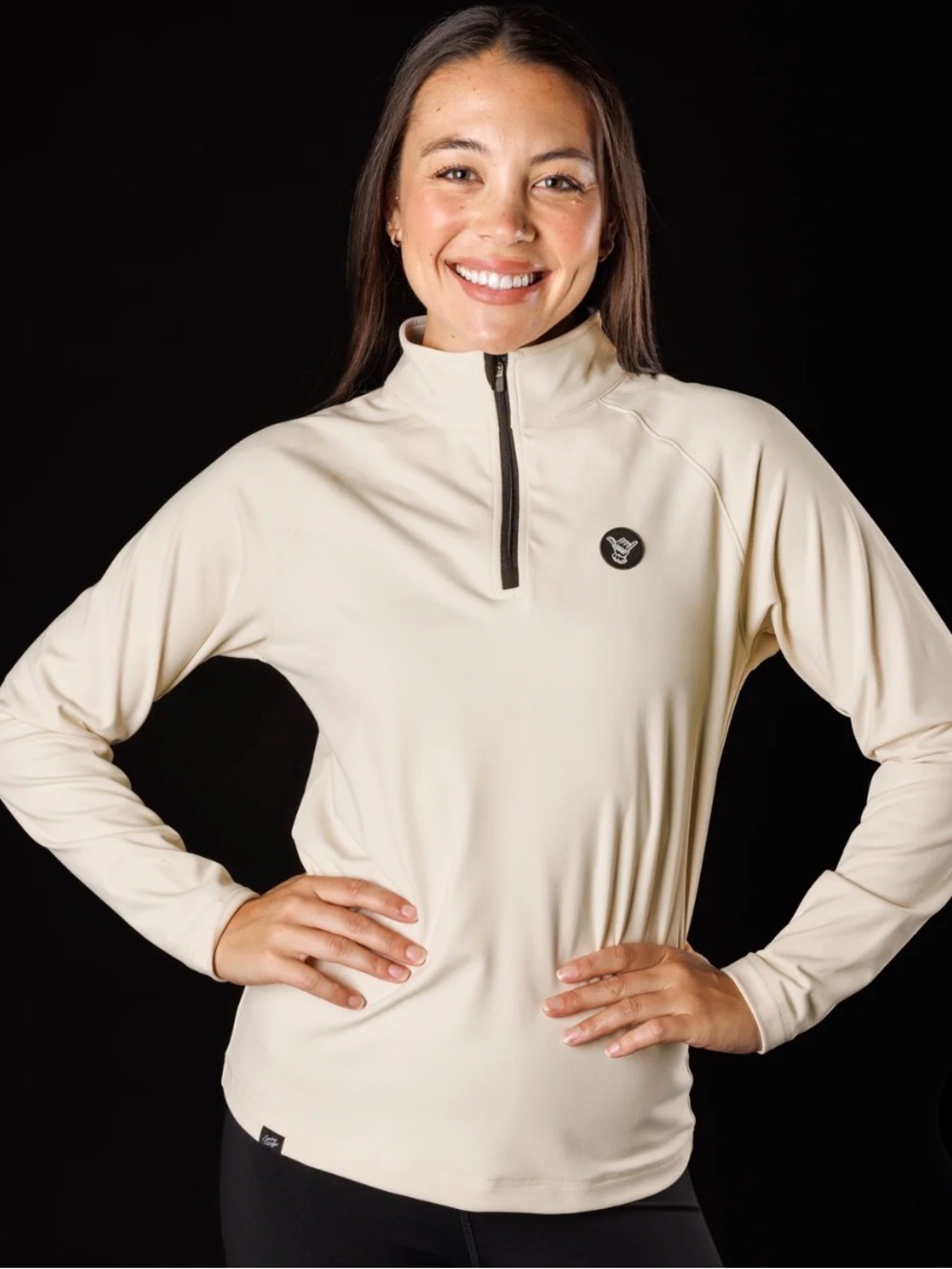 Sunday swagger Women's Cream Quarter-Zip Performance Top